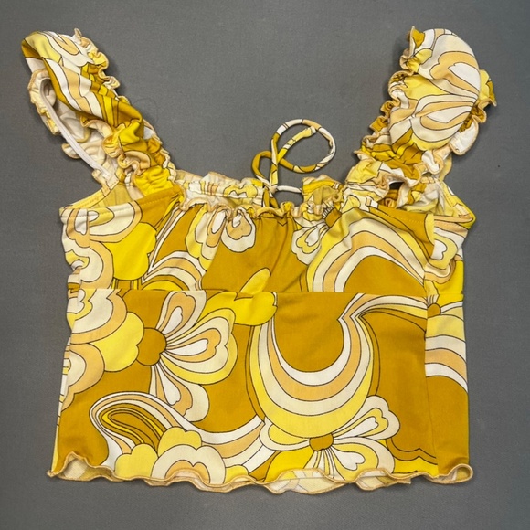 Urban Outfitters Retro Yellow Crop Top, Size Small - Picture 2 of 3